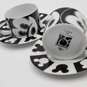 Disney Dimensions Japan - Black & White Mickey cups & saucers